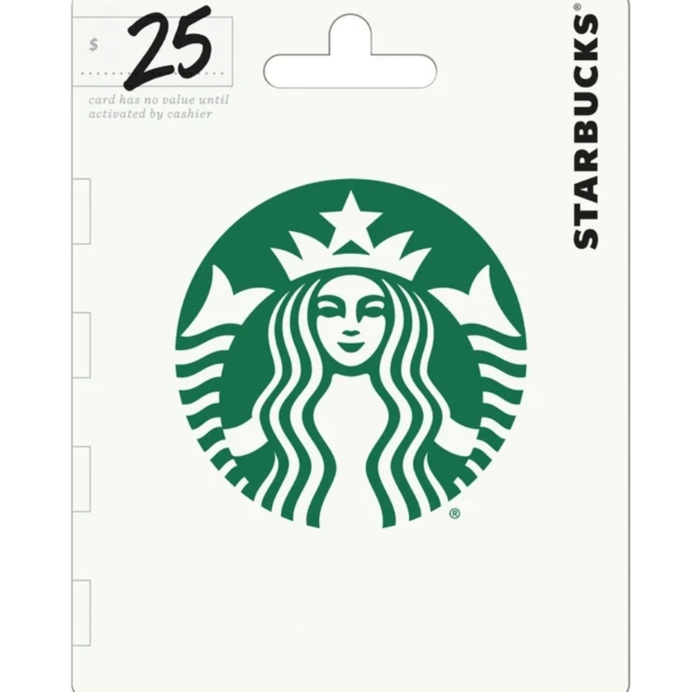 FREE $25 Starbucks Green and White Gift Card with any 2 purchases!